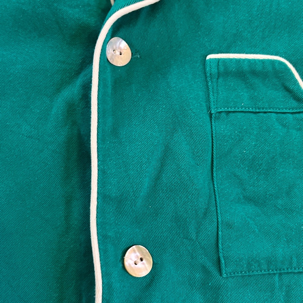 Tombolo Teal Cabrisa Button Down Shirt with White Trim - Picture 2 of 5